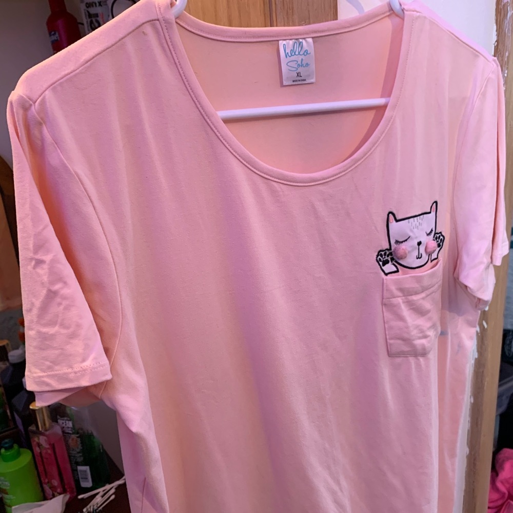 Pink kitten pj shirt